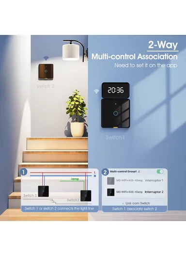1 Gang WiFi+433 Dual Mode Touch Smart Switch Tuya APP Voice Control Wall Light Switch, EU Plug MG-KG110 - Black / 1 Channel