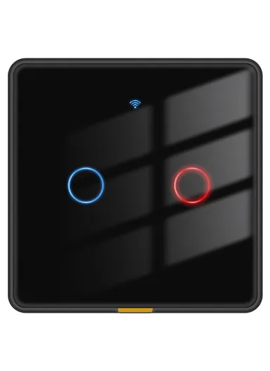 2 Gang WiFi+433 Dual Mode Touch Smart Switch Tuya APP Voice Control Wall Light Switch, EU Plug MG-KG110 - Black / 2 Channel