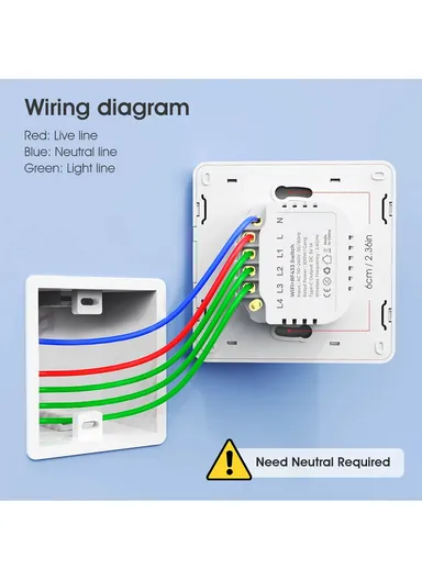 2 Gang WiFi+433 Dual Mode Touch Smart Switch Tuya APP Voice Control Wall Light Switch, EU Plug MG-KG110 - Black / 2 Channel