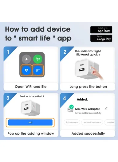 Wireless WiFi USB Power Adapter to USB+Type-C Charging Adapter Tuya Smart App Remote Control Switch MG-SPQ100 - Black