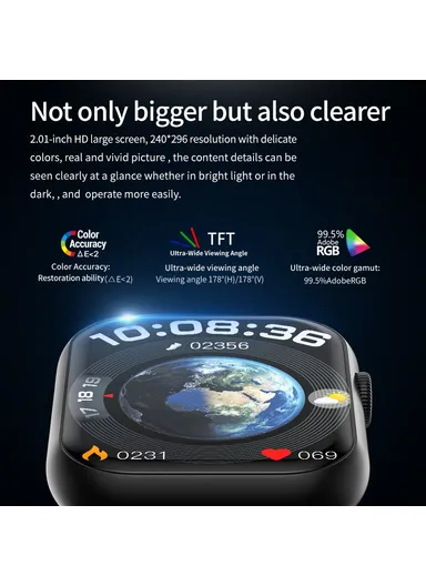 2.01-Inch Smart Watch 24-Hour Heart Rate Monitor Fitness Tracker Wristwatch G44