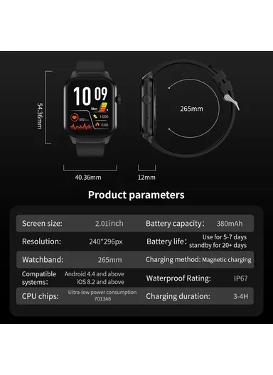 2.01-Inch Smart Watch Bluetooth-compatible Call Health Monitoring Fitness Tracker Wristwatch G43 - Gold