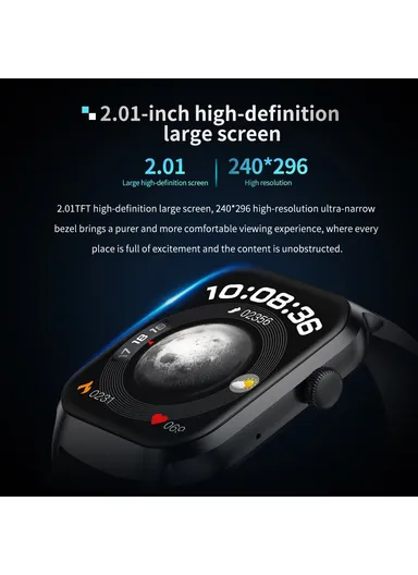 2.01-Inch Smart Watch Bluetooth-compatible Call Health Monitoring Fitness Tracker Wristwatch G43 - Gold