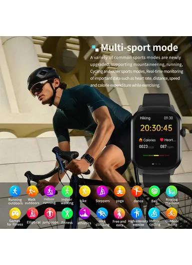 2.01-Inch Smart Watch Bluetooth-compatible Call Health Monitoring Fitness Tracker Wristwatch G43 - Gold