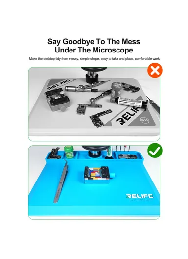 Silicone Microscope Base Pad – High Temp Resistant to 500℃, Anti-Static, Non-Slip Mat with Integrated Storage &amp; Cable Management – Green