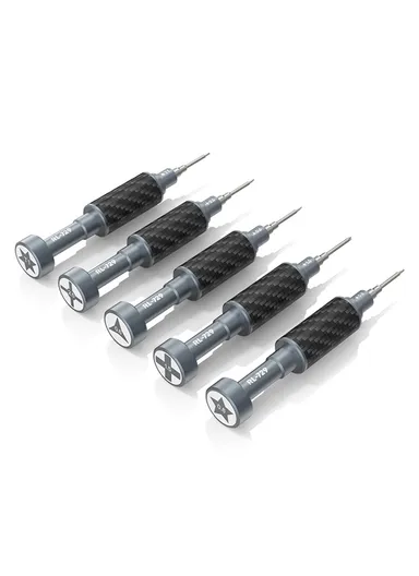 5Pcs Magnetic Carbon Fiber Screwdriver Set, S2 Alloy Steel Bits, Anti-Rust, Ergonomic Grip &amp; Precision Repair Tool Kit