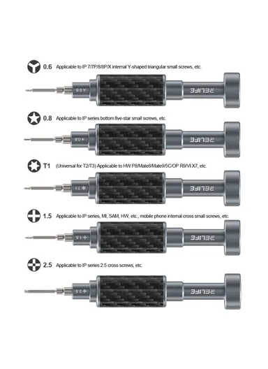 5Pcs Magnetic Carbon Fiber Screwdriver Set, S2 Alloy Steel Bits, Anti-Rust, Ergonomic Grip &amp; Precision Repair Tool Kit