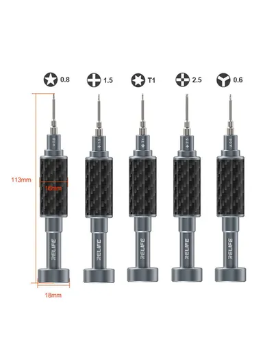 5Pcs Magnetic Carbon Fiber Screwdriver Set, S2 Alloy Steel Bits, Anti-Rust, Ergonomic Grip &amp; Precision Repair Tool Kit
