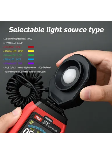 Digital Lux Meter, Handheld Light Meter with Detachable Sensor, Backlit LCD, Alarm Function, Compact Illuminometer for Home, Office &amp; Industrial Use