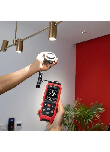 Digital Lux Meter, Handheld Light Meter with Detachable Sensor, Backlit LCD, Alarm Function, Compact Illuminometer for Home, Office &amp; Industrial Use