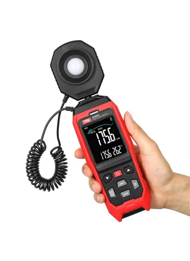 Digital Lux Meter, Handheld Light Meter with Detachable Sensor, Backlit LCD, Alarm Function, Compact Illuminometer for Home, Office &amp; Industrial Use