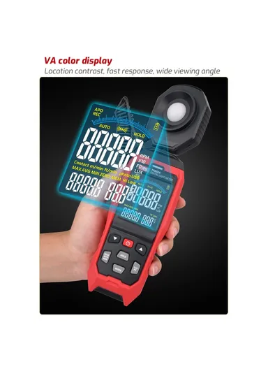 Digital Lux Meter, Handheld Light Meter with Detachable Sensor, Backlit LCD, Alarm Function, Compact Illuminometer for Home, Office &amp; Industrial Use