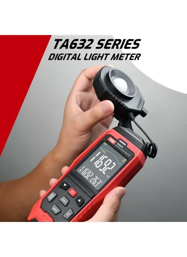 Digital Lux Meter, Handheld Light Meter with Detachable Sensor, Backlit LCD, Alarm Function, Compact Illuminometer for Home, Office &amp; Industrial Use