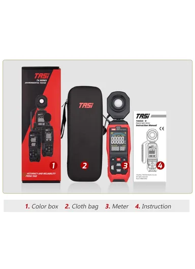 Digital Lux Meter, Handheld Light Meter with Detachable Sensor, Backlit LCD, Alarm Function, Compact Illuminometer for Home, Office &amp; Industrial Use