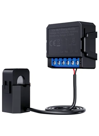 1 Channel Tuya Smart WiFi Energy Monitor 80A Current Meter Real Time Power Consumption Tracker WPM16-1 (L3.8 x W3.8 x H2.5)cm