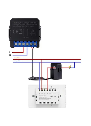 1 Channel Tuya Smart WiFi Energy Monitor 80A Current Meter Real Time Power Consumption Tracker WPM16-1 (L3.8 x W3.8 x H2.5)cm