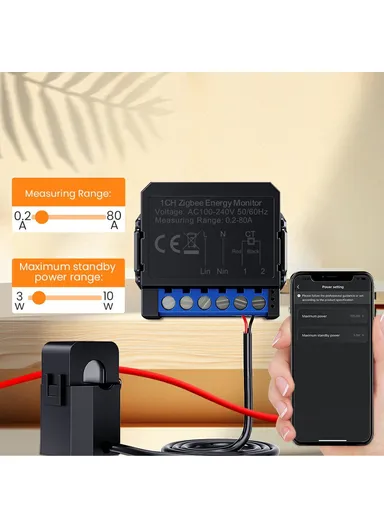 2 Channels Tuya Smart WiFi Energy Monitor 80A Current Meter Real Time Power Consumption Tracker WPM16-2 (L3.8 x W3.8 x H2.5)cm