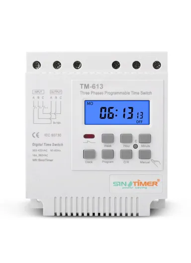 AC 380V/16A Wire Countdown Timer Switch, Multi-Purpose 7 Days 24 Hours Bathroom Fans, Heaters, Lights Timer Switch TM613 