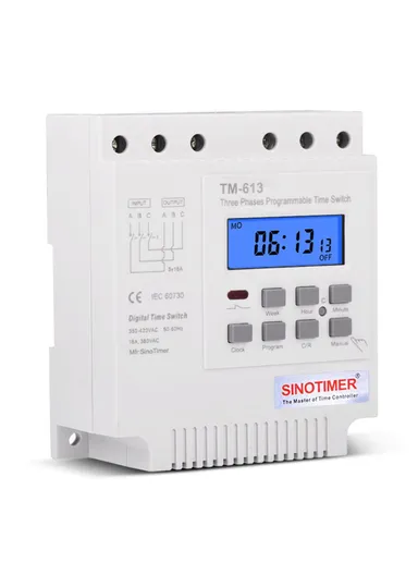 AC 380V/16A Wire Countdown Timer Switch, Multi-Purpose 7 Days 24 Hours Bathroom Fans, Heaters, Lights Timer Switch TM613 