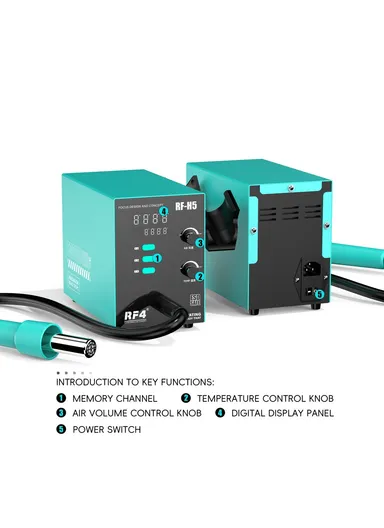 800W BGA Rework Solder Station Soldering Heat Air Gun with 5 Nozzles RF-H5 (L21 x W11 x H17)cm