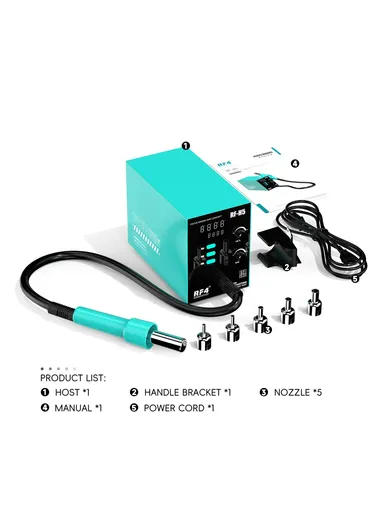 800W BGA Rework Solder Station Soldering Heat Air Gun with 5 Nozzles RF-H5 (L21 x W11 x H17)cm