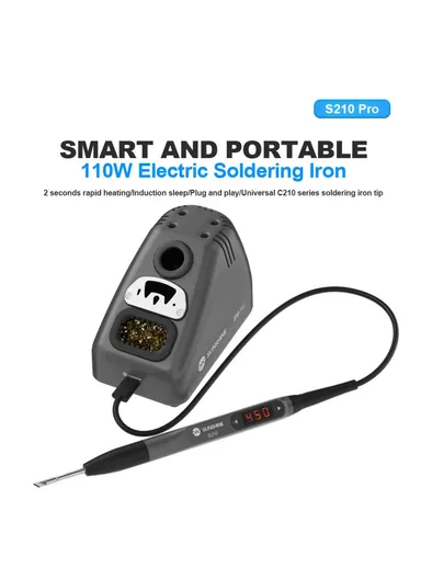 Smart Portable Soldering Iron Station Temperature Control Phone PCB Repair 210 Pro (L13 x W7 x H8.5)cm - EU Plug