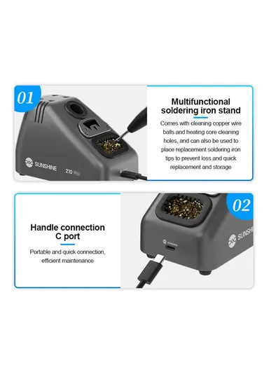 Smart Portable Soldering Iron Station Temperature Control Phone PCB Repair 210 Pro (L13 x W7 x H8.5)cm - EU Plug