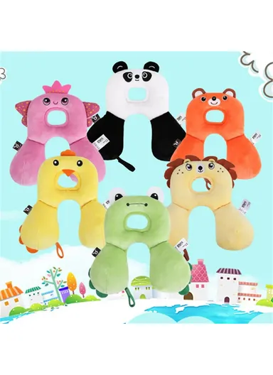 Cute Cartoon Animal Baby Polyester Pillow U-shaped Infant Stroller Anti-bias Neck Pillow - Bear