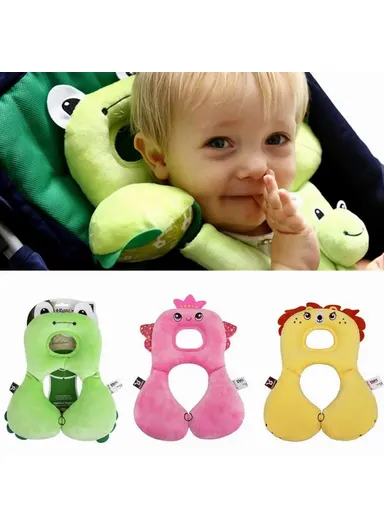 Cute Cartoon Animal Baby Polyester Pillow U-shaped Infant Stroller Anti-bias Neck Pillow - Frog