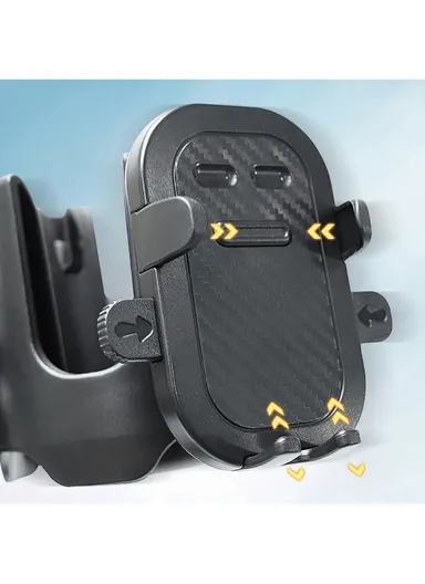 2-in-1 Baby Stroller Cup Drinks Holder with Phone Holder, Universal Cup Phone Holder Stroller, Bike, Wheelchair - Black