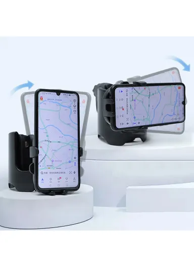 2-in-1 Baby Stroller Cup Drinks Holder with Phone Holder, Universal Cup Phone Holder Stroller, Bike, Wheelchair - Black