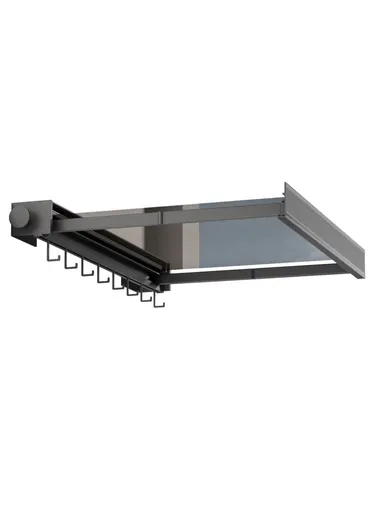 60cm Retractable Clothes Drying Rack, Multi-Use Nail Free Folding Laundry Hanger with 8 Hooks Balcony Bathroom Drying Rack (L60 x W42.5 x H8)cm - Tarnish