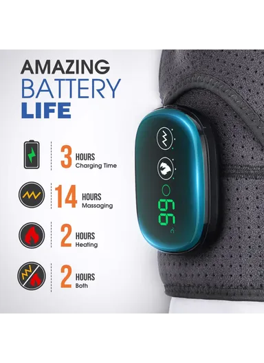 Electric Heating Shoulder Brace, LED Display Vibration Shoulder Massage Support Belt Strap Arthritis Joint Injury Pain Relief 102200 - Grey / Black