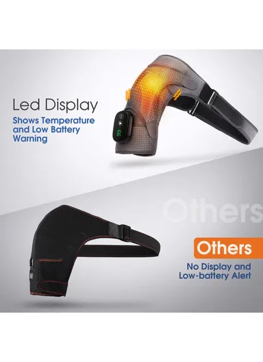 Electric Heating Shoulder Brace, LED Display Vibration Shoulder Massage Support Belt Strap Arthritis Joint Injury Pain Relief 102200 - Grey / Black