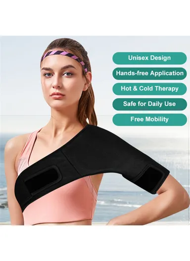 Hot Cold Compress Therapy Pack Flexible Large Gel Ice Pack Wrap for Knee Hip Surgery Back Pain Shoulder H08206 (L100 x W30)cm - Black