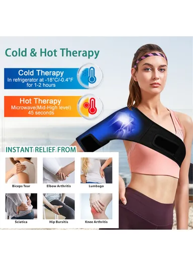 Hot Cold Compress Therapy Pack Flexible Large Gel Ice Pack Wrap for Knee Hip Surgery Back Pain Shoulder H08206 (L100 x W30)cm - Black