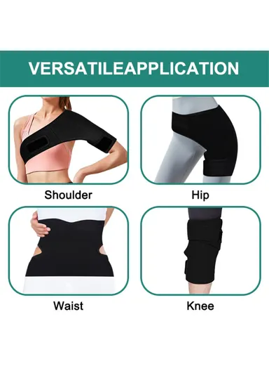 Hot Cold Compress Therapy Pack Flexible Large Gel Ice Pack Wrap for Knee Hip Surgery Back Pain Shoulder H08206 (L100 x W30)cm - Black