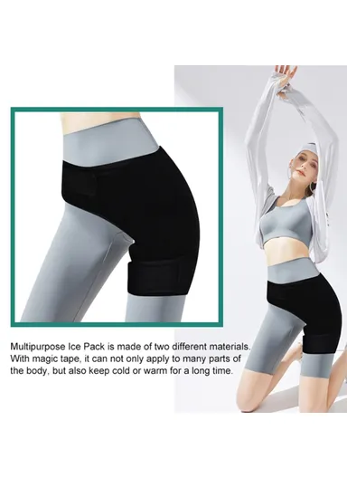 Hot Cold Compress Therapy Pack Flexible Large Gel Ice Pack Wrap for Knee Hip Surgery Back Pain Shoulder H08206 (L100 x W30)cm - Black