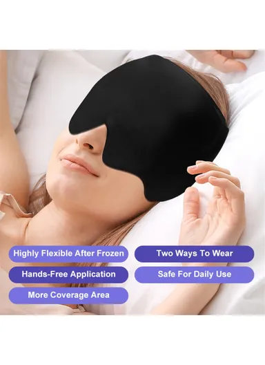 Headache Migraine Relief Hat Gel, Lycra Hot Cold Therapy Mask Cap Hollow Top Cold Compress Head Hood H08196 - Pink