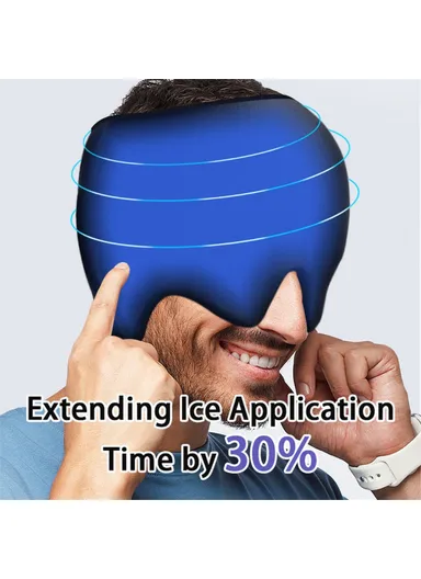 Headache Migraine Relief Hat Gel, Lycra Hot Cold Therapy Mask Cap Hollow Top Cold Compress Head Hood H08196 - Pink