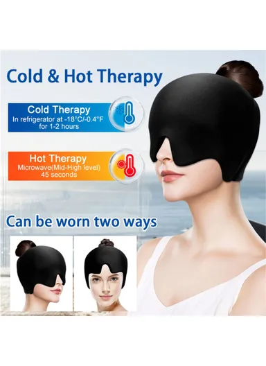 Headache Migraine Relief Hat Gel, Lycra Hot Cold Therapy Mask Cap Hollow Top Cold Compress Head Hood H08196 - Pink