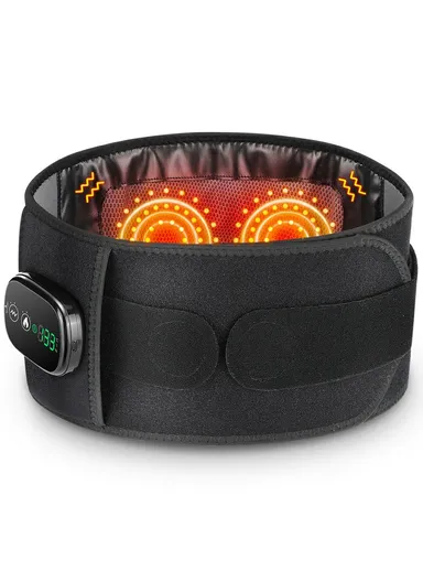 Red Light 5-Gears Heating Waist Belt, 3-Gears Vibration Massage Therapy Wrap with Timer (L120 x W23)cm