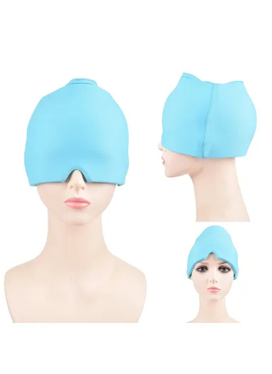 Double-Sided Medical Grade Gel Cold Compress Therapy Cap Headache Migraine Relief Hat H08187 - Blue