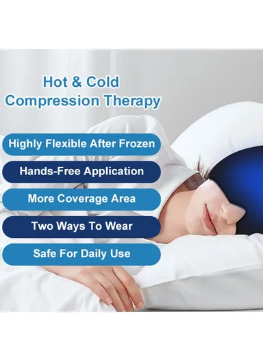Double-Sided Medical Grade Gel Cold Compress Therapy Cap Headache Migraine Relief Hat H08187 - Blue