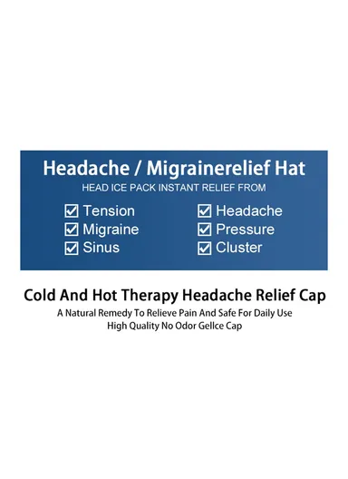 Double-Sided Medical Grade Gel Cold Compress Therapy Cap Headache Migraine Relief Hat H08187 - Blue