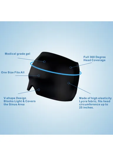 Double-Sided Medical Grade Gel Cold Compress Therapy Cap Headache Migraine Relief Hat H08187 - Blue