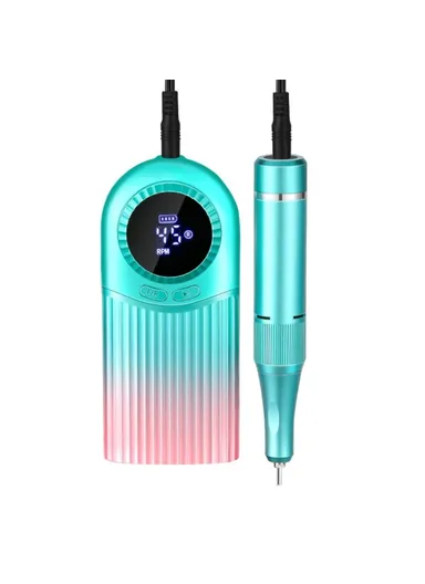 Mini Electric Nail Drill 4500RPM High Speed LCD Display Portable Nail Polisher DF112 - Green &amp; Pink