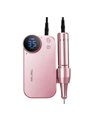 Rechargeable Mini Electric Nail Drill LCD Display Portable Nail Polisher DF107 - Rose Gold