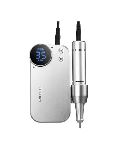Rechargeable Mini Electric Nail Drill LCD Display Portable Nail Polisher DF107 - Silver