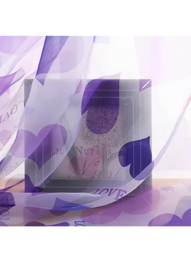 Heart Pattern Sheer Curtain Rod Pocket Voile Curtain (L270 x W100)cm - Purple 